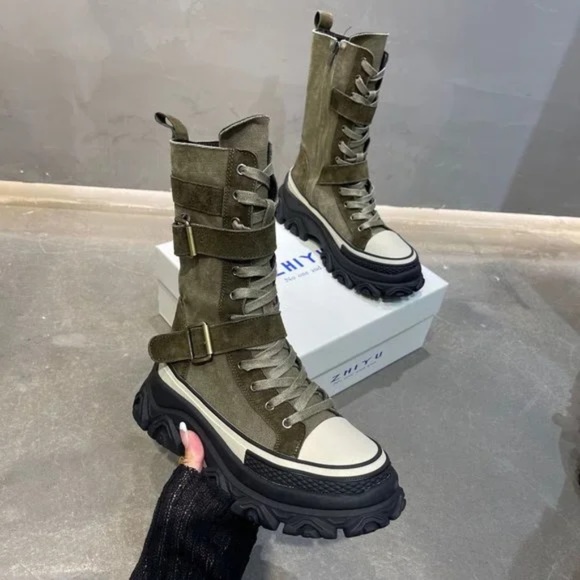 New thick sole heightened niche motorcycle boots - Picture 1 of 6